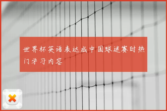 世界杯英语表达成中国球迷赛时热门学习内容